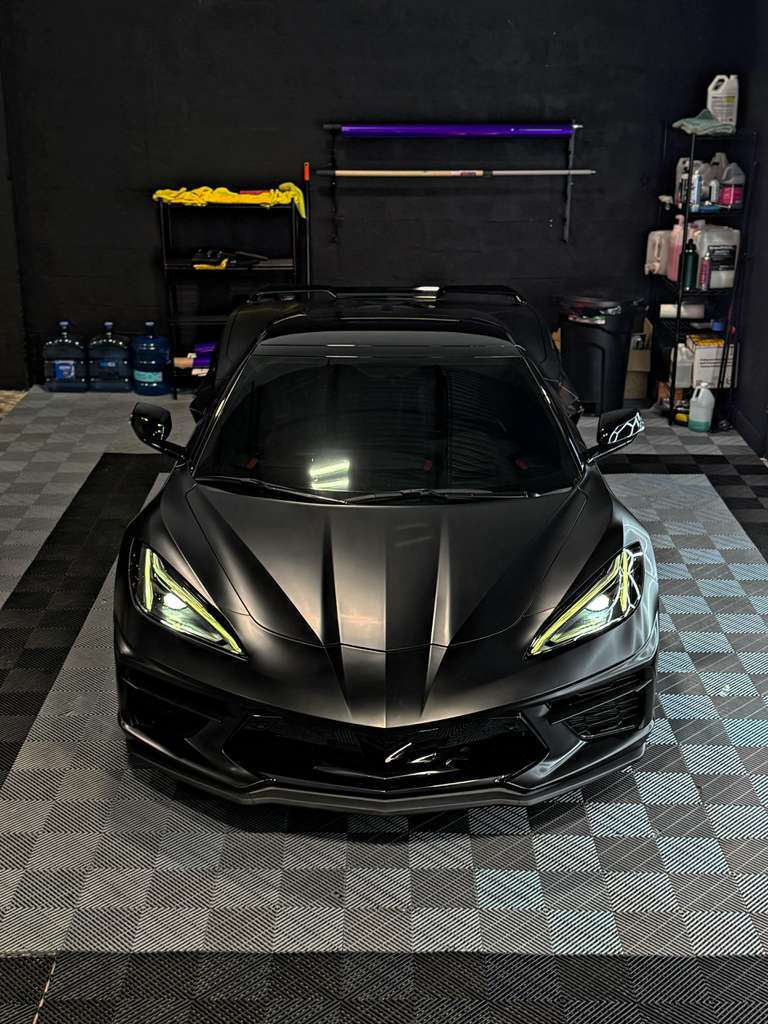 2023 Corvette C8 Satin Black convertible - front - black corvette c8