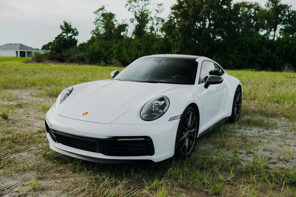 2023 Porsche 911 T - Porsche for Rent - three quarter front - white porsche 911-t