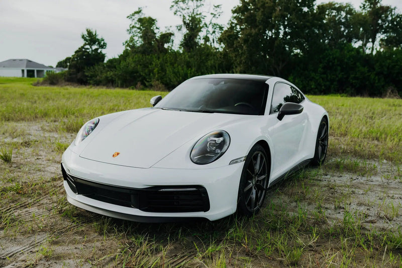 2023 Porsche 911 T - Porsche for Rent - three quarter front - white porsche 911-t
