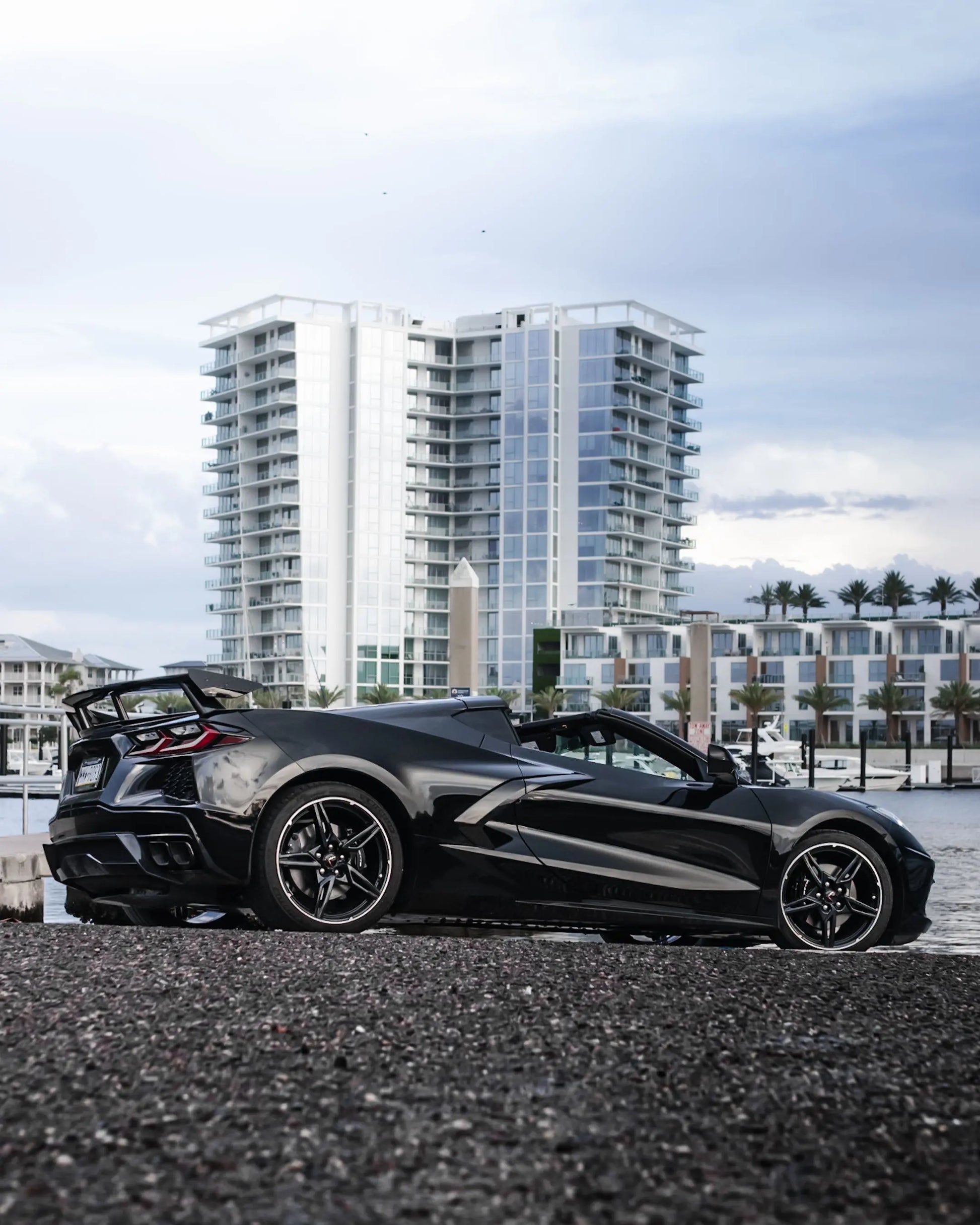 corvette black side view