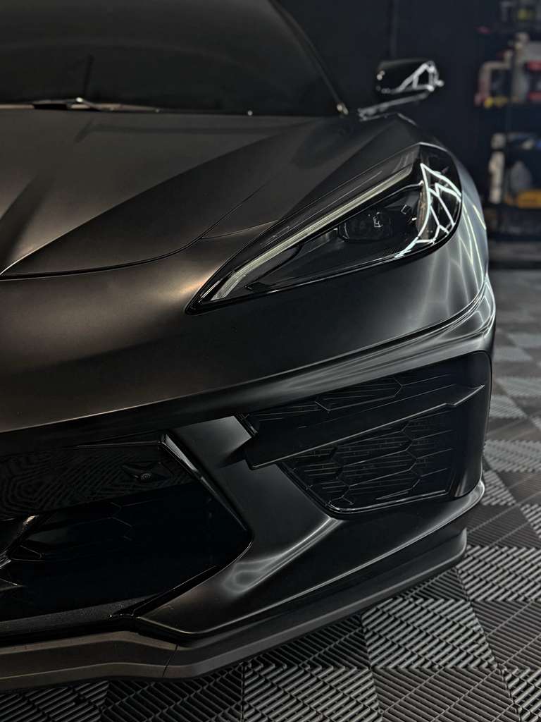2023 Corvette C8 Satin Black convertible - front - black corvette c8