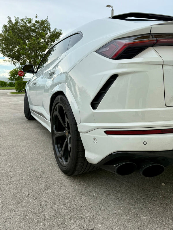 2020 Lambo Urus white panda with stars ✨ - three quarter rear - white lamborghini urus