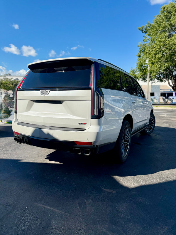 2023 Escalade V panda - rear - white cadillac escalade-v