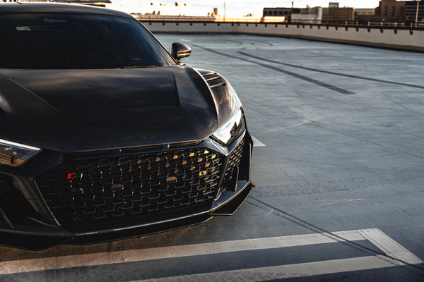 2023 Audi R8 V10 Performance - Audi for Rent in Tampa - three quarter front - black audi r8-v10-performance