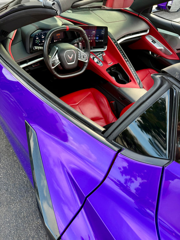2021 Corvette C8 Midnight purple on Red convertible - interior - purple corvette c8