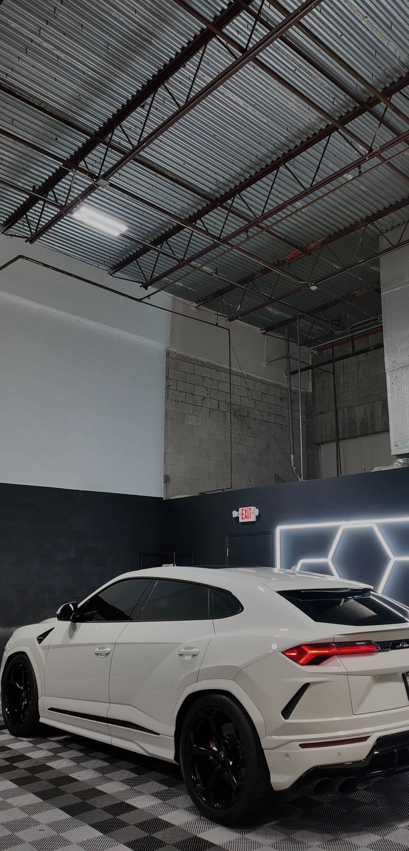 2020 Lambo Urus white panda with stars ✨ - three quarter rear - white lamborghini urus
