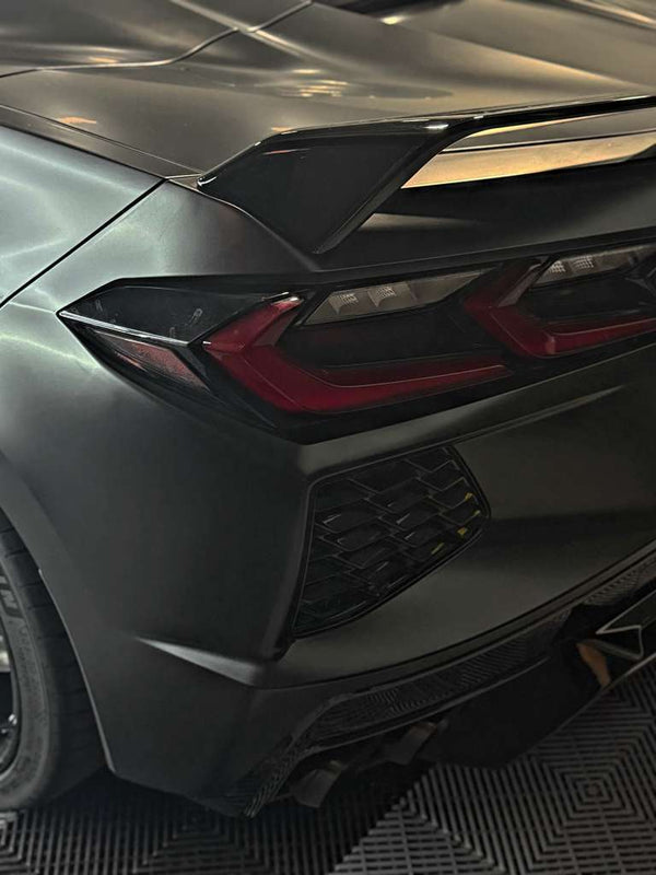 2023 Corvette C8 Satin Black convertible - rear - black corvette c8