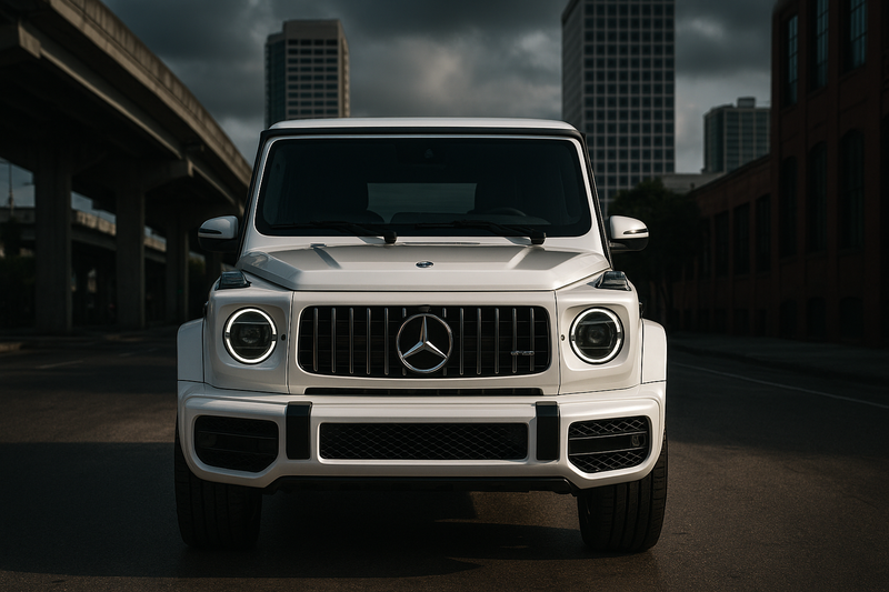 2020 Mercedes-AMG G63 White Front View Tampa - Luxury SUV Rental | Exotics by the Bay